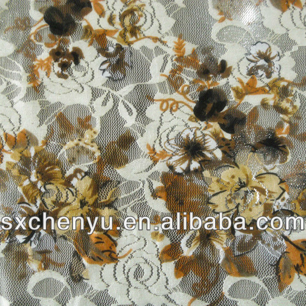 Autumn and winter fashion Nylon Spandex Lace Print