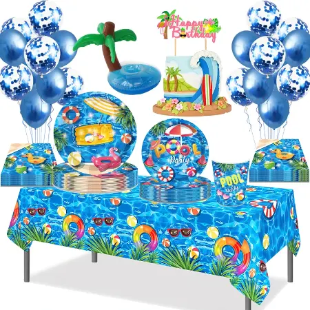 Zwembadfeest Decoraties Wegwerp Servies Ballonnen Hawaii Strand Huwelijksfeest Zomer Verjaardagsfeestje Decoraties