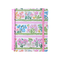 Cuaderno Espiral con Ilustraciones Florales Garden Breeze A4, 100 Hojas, con Banda Elástica y Separadores
