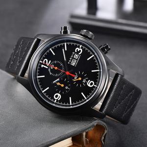 Reloj de Pulsera de Moda Parnis de 42 mm con Caja de Acero Inoxidable, Correa de Cuero Negra, Cronógrafo de Cuarzo para Hombre, Marca de Lujo 2026 - Product Image 2
