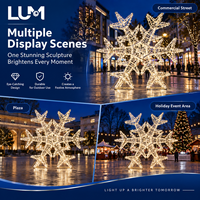 Schneeflocken-Lichtskulptur 2m Hoch mit LED-Beleuchtung und Lackiertem Aluminiumrahmen für Weihnachtsmotiv-Beleuchtung