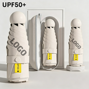 Parapluies de voyage UPF50+ en gros, pliables en 5 sections, pour extérieur, pluie et soleil, protection UV personnalisée, cadeau d'affaires, parapluies portables avec logo - Product Image 1