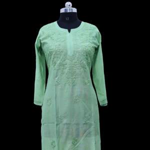 Fantaisie Lucknowi Chikan Coton Kurti Conception Exclusive Dames Partywear Broderie Salwar Kameez Pantalon Offre Spéciale Top Indien - Product Image 1