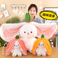Adorable Almohada de Peluche de Conejo Estilo Niña, Transformable en Conejo Zanahoria, Conejo Fresa, Alien, Almohada para Abrazar en Oficina o Dormitorio