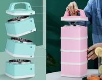 Stapelbare Tragbare Edelstahl-Lebensmittelbehälter Quadratische Form Mehrschichtig Große Kapazität Isolierte Bento-Lunchbox