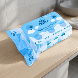 Papel Higiénico Suave y Ecológico de 2 Capas y 3 Pliegues, Hecho con Pulpa de Madera Virgen, Paquete de 6 Rollos, Paquete de 10 Paquetes, para Uso Doméstico, Bulut - Product Image 2