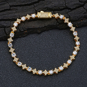 Hip Hop Tennis Charm Bracelet Brass 6mm Stars Zircon Platinum Plated <b>Heart</b> Trendy Style Religious Inspiration for Gift - Product Image 6