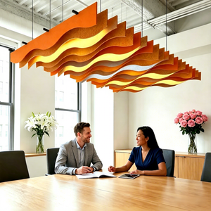 Panneau acoustique en forme de <span class=keywords><strong>vague</strong></span> pour plafond, matériau insonorisant ignifuge pour bureaux et cinémas - Product Image 2