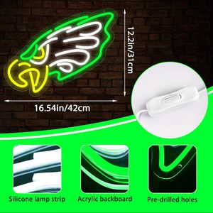 Enseigne néon LED Aigles, idéale pour la décoration murale de chambre, dortoir, ou « man cave », cadeau de Noël ou d'anniversaire pour les fans - Product Image 2