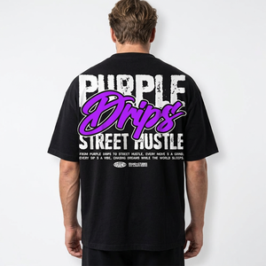 Camiseta Oversize para Hombre Street Hustle, Manga Corta, Negra, de Algodón Jersey, con Logotipo Estampado en la Espalda, Estilo Urbano - Product Image 6