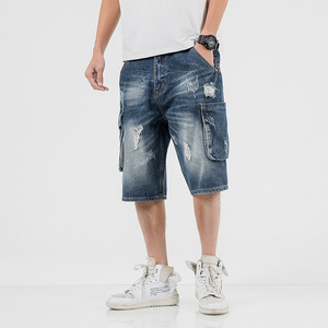 Nouveau modèle de short <span class=keywords><strong>chino</strong></span> déchiré en jean pour <span class=keywords><strong>homme</strong></span>, design personnalisé, respirant, taille mi-haute, décontracté, coupe ample, multi-poches - Product Image 1