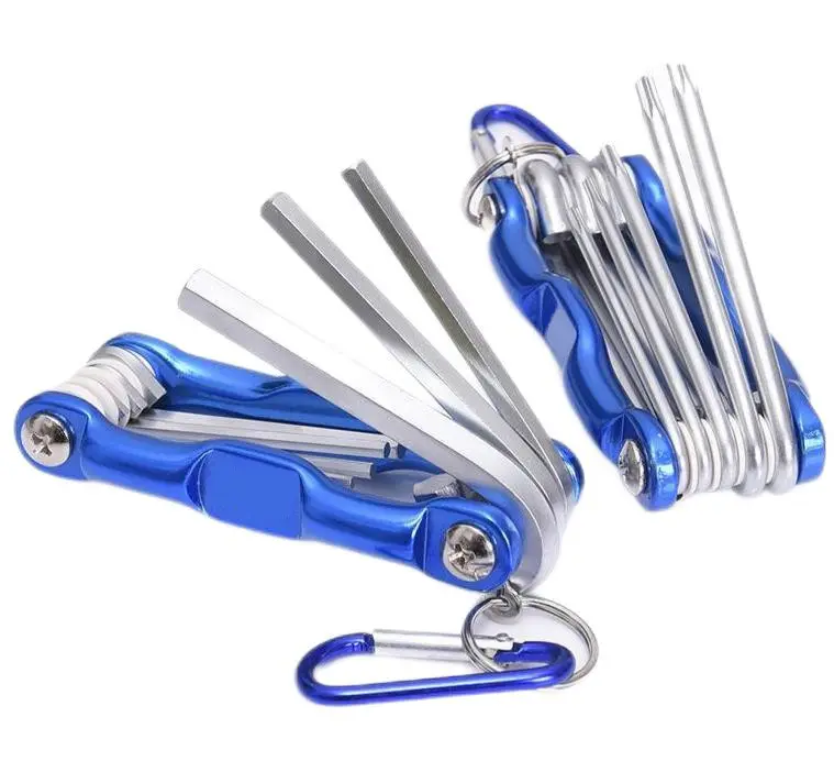 8PCS Portable Folding Wrench Set Torx Allen Wrenches Chrome Vanadium Steel Hex Key Set