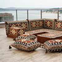 Ensemble de canapés modulaires carrés de style arabe Majlis de qualité supérieure avec mousse haute densité et tissu marron pour salon