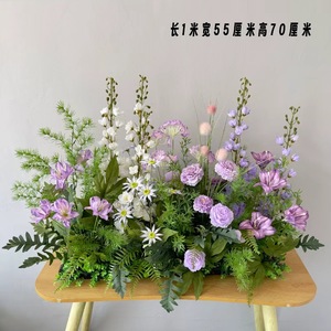 Natural Mixed <b>Artificial</b> <b>Flower</b> Arrangement Lavender Peony Delphinium Lily White Daisy Handmade Green Plant Wedding Centerpiece - Product Image 1