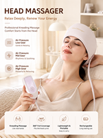 Casque de massage capillaire à pression d'air 6 zones avec chaleur et musique Bluetooth, bonnet de massage automatique rechargeable pour soulager le stress