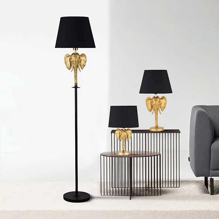 Promotie Originele Ontwerp Hotel Standaard Lamp Huis Decoratie Hoek Vloer Licht Goud Olifant Hars Vloerlamp