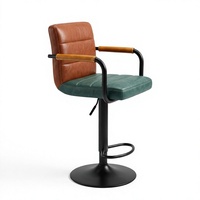 Tabouret de bar moderne avec accoudoirs, pivotant, réglable en hauteur, design ergonomique, siège rembourré, structure métallique, cuir