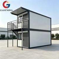Maison préfabriquée en conteneurs à deux étages, bureau modulaire portable à double niveau avec escalier pour dortoir de travailleurs du bâtiment
