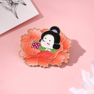 Yini ปิ่นเคลือบสไตล์จีน-เข็มกลัดชุบสังกะสีผสมในรูปดอกโบตั๋นของขวัญที่มีชีวิตชีวาและทนทานสำหรับคอลเลกชันพร้อมเสน่ห์แบบตะวันออก - Product Image 1