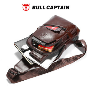 Sac de poitrine en cuir BULLCAPTAIN pour hommes, sac de randonnée en plein air, sac à bandoulière, sac à dos avec port de charge USB, OEM ODM - Product Image 4