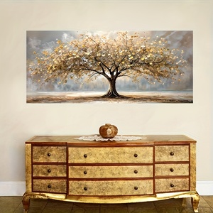 Obra <span class=keywords><strong>de</strong></span> Arte en Lienzo sin Marco con un Sofisticado Árbol <span class=keywords><strong>de</strong></span> <span class=keywords><strong>la</strong></span> <span class=keywords><strong>Vida</strong></span> con Hojas Doradas, Creando un Ambiente <span class=keywords><strong>de</strong></span> Sala <span class=keywords><strong>de</strong></span> Estar - Product Image 5