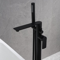 Robinet de baignoire monocommande moderne et contemporain en laiton noir mat à montage sur pont, ensemble pour baignoire autoportante, eau chaude et froide, barre transversale ovale