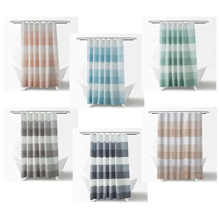 Shower Curtain With 12 Hooks Weighted Long Hem Machine Washable Waffle Fabric Shower Curtain