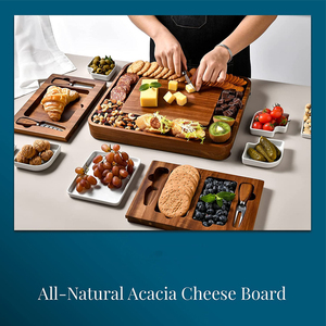 Planche à Charcuterie et Fromage Carrée Améliorée en Bois d'Acacia avec Couverts et Bols en Céramique - Product Image 4