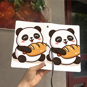 Cuaderno A6 con colgante de hoja encantador para las listas de vocabulario de los estudiantes de idiomas y notas de <span class=keywords><strong>gramática</strong></span> con Panda sosteniendo un pan de - Product Image 6