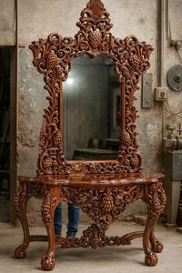 Tocador de Madera Maciza de Estilo Europeo de Lujo con Espejo, Tocador de Princesa para Dormitorio Principal - Product Image 3