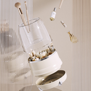 Boîte <span class=keywords><strong>de</strong></span> rangement pour pinceaux <span class=keywords><strong>de</strong></span> maquillage en plastique léger et luxueux, couvercle rotatif, support <span class=keywords><strong>de</strong></span> <span class=keywords><strong>crayon</strong></span> à sourcils <span class=keywords><strong>de</strong></span> bureau, rangement anti-poussière pour cosmétiques - Product Image 4