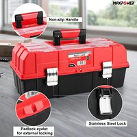 Petite boîte à outils en plastique avec loquet et plateau amovible, boîte à outils verrouillable pour la maison