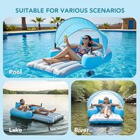 Bouée de piscine motorisée avec auvent, radeau électrique à double moteur rechargeable pour piscine et lac, fête estivale en plein air