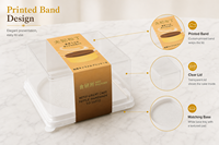 Boîte d'emballage en blister PET de qualité alimentaire, écologique, pour desserts, pâtisseries, mousses, gâteaux, transparente, carrée, blanche, pour le stockage