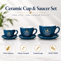 Ensemble tasse et soucoupe à café en céramique avec logo personnalisé, plusieurs tailles, finition brillante, pour expresso et cappuccino, fabrication OEM ODM