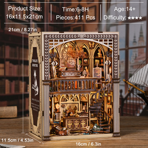 Kit de <span class=keywords><strong>maison</strong></span> de poupée miniature DIY, kit de construction de <span class=keywords><strong>maison</strong></span> de poupée en bois fait main, kit de coin lecture miniature, puzzle 3D DIY, construction de <span class=keywords><strong>maison</strong></span> de poupée miniature - Product Image 2