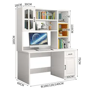 Eco-friendly Home Simple Wooden Study Computer Table Writing Office Desk With Book Shelf Gaming Desk