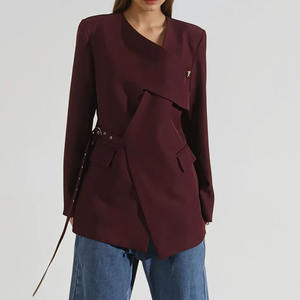 Women's Fashion Solid V Neck Long Sleeve Asymmetric Jacket Wholesale Women's <b>Blazers</b> - Product Image 1