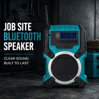 Radio de chantier portable à double alimentation DC20V / AC110-230V, radio de chantier rechargeable pour une utilisation en intérieur et en extérieur