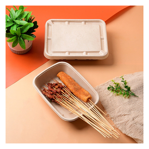 Eco-friendly <b>Disposable</b> 9x6 Inch Compostable Take Away <b>Lunch</b> <b>Box</b> Sugarcane Food Container - Product Image 4