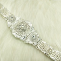 C Color dorado cristal boda joyería Argelia Marruecos cinturón para mujer túnica árabe caftán cinturón Metal flor cadena ajustable