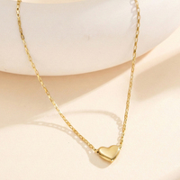 Kalung Hati Minimalis Halus Bahan Stainless Steel Lapis Emas Poles Berkilau Liontin Cinta Rantai Kotak Buatan Tangan Perhiasan Tahan Air