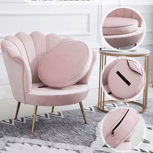 Muebles Modernos de Lujo, Color Personalizado, Sofá Nórdico para Sala de Estar, Patas Doradas, Sillón Individual de Terciopelo Rosa para Salón de Uñas, Silla de Maquillaje - Product Image 4