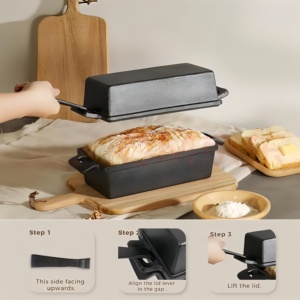 Molde para pan <span class=keywords><strong>de</strong></span> <span class=keywords><strong>hierro</strong></span> fundido con tapa-2 en 1 moldes para pan para hornear pan <span class=keywords><strong>de</strong></span> masa fermentada casero Juego <span class=keywords><strong>de</strong></span> moldes para pan <span class=keywords><strong>de</strong></span> <span class=keywords><strong>hierro</strong></span> fundido - Product Image 5
