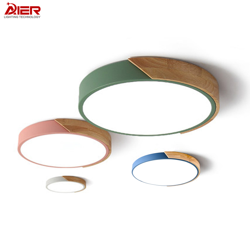 New Modern Indoor Lighting Solid Wood Round Led Chandelier Ceiling Light for Home Decoration in Children'S Living Room Bedroom