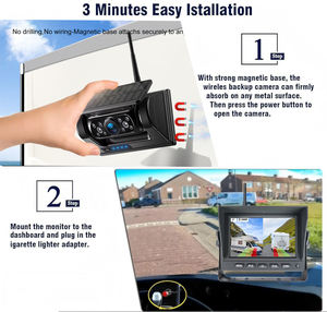 Caméra de recul solaire sans fil avec base magnétique, alimentée par batterie, moniteur 5 pouces avec écran partagé pour camping-cars, caravanes, remorques, transporteurs de chevaux, fourgonnettes - Product Image 2