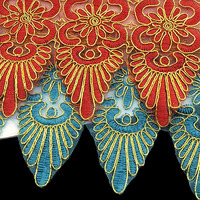 Bordure en dentelle brodée dorée de 4,9 pouces de largeur avec franges, accessoires de couture pour vêtements et décoration de mariage à domicile