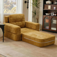 Canapé-lit pliant convertible avec matelas et coussin, support dorsal confortable, fauteuil inclinable en tissu et éponge pour appartement