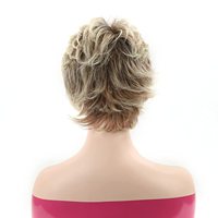 Perruques courtes blondes TISHINING pour femmes blanches, coupe pixie, brun foncé, blond synthétique, résistantes à la chaleur, dentelle française naturelle