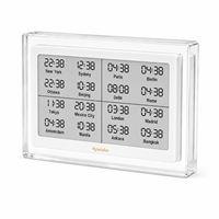 Horloge mondiale numérique Kylendar 7,5 pouces en acrylique avec calendrier électronique, affichage multi-fuseaux horaires pour 16 villes, idéale pour les bureaux d'étude des étudiants